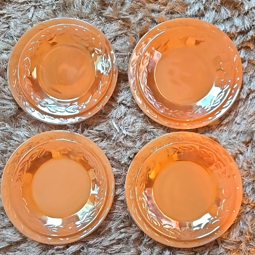 8 Fire King ware peach luster plates